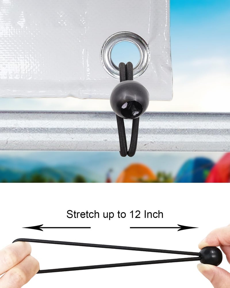 BINCKIN Tarp Clip Heavy Duty Lock Grip, 40 Pack Bungee Cord with Clips Set, Heavy Duty Tarp Clamps Tie Downs for Pool Awning Cover, Car Cover (Black) - Image 3